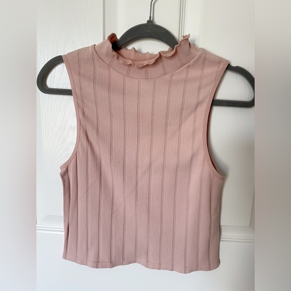 Pink Ribbed Crop Tank Top - Picture 1 of 5